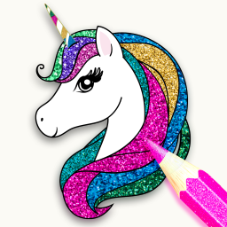 Rainbow Glitter Coloring Book - Unicorn Dash icon